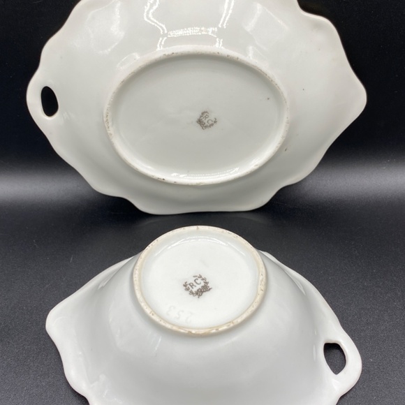 Vintage RC berries and cream bowl and tray, porcelain, white, pink & gold. - Picture 5 of 11